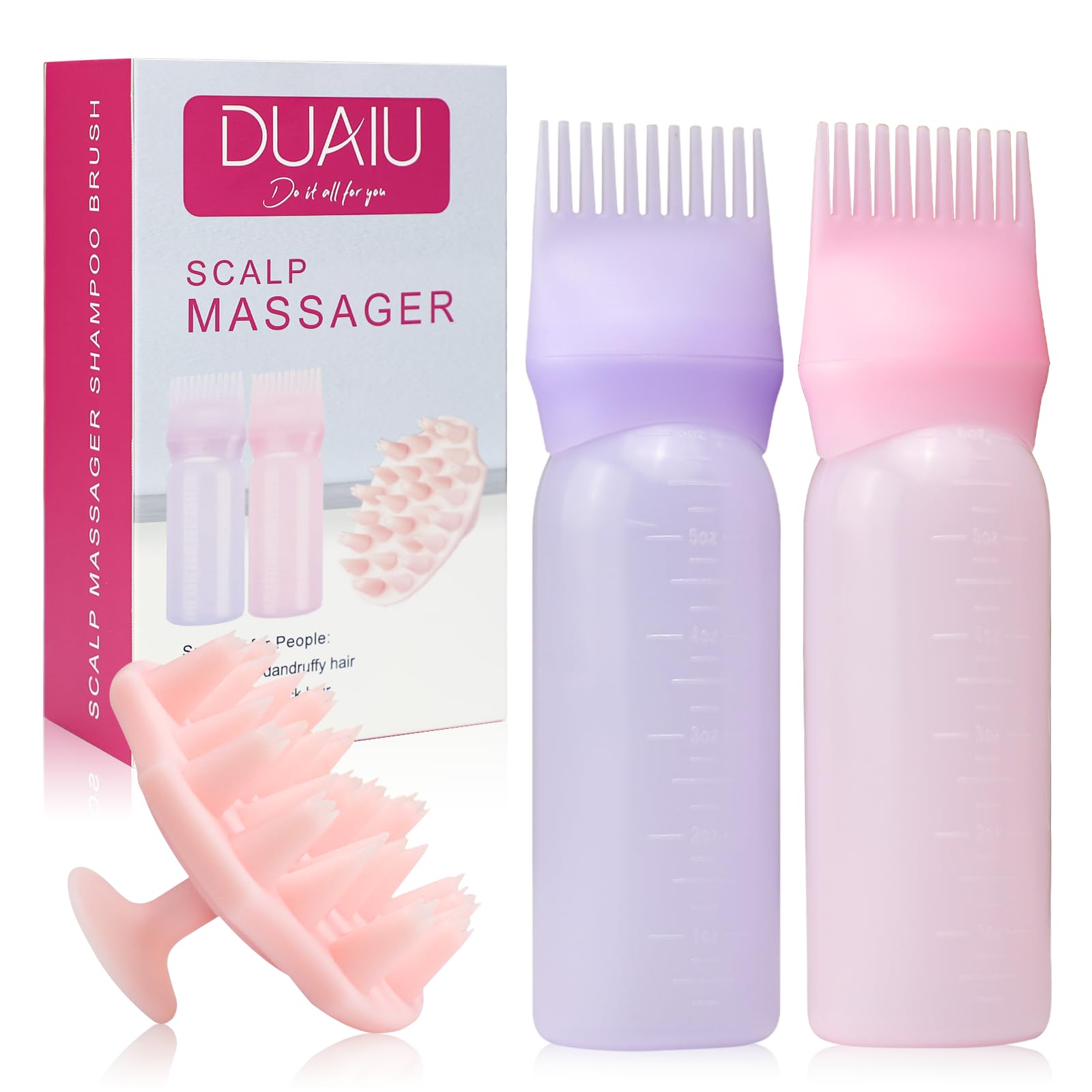 Amazon.com: DUAIU Scalp Massage Brush with 2Pcs Root Comb